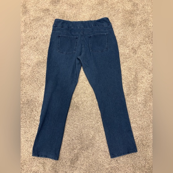 Coldwater Creek knit stretch straight denim pull on jeans size 16 blue pockets - Picture 7 of 7